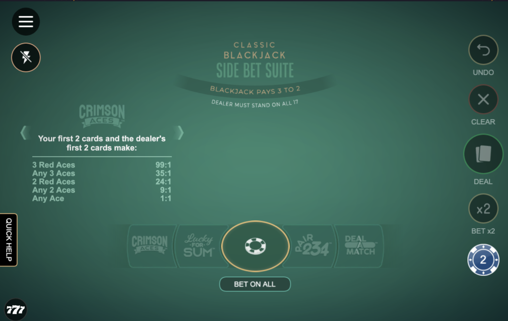 Start å spille nå - Classic Blackjack Side Bet Suite