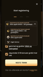 Velg velkomstbonus