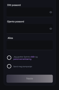 Opprett brukernavn og passord