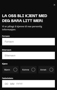 Legg inn personopplysninger: