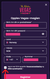 Bekreft alder og godta vilkår: