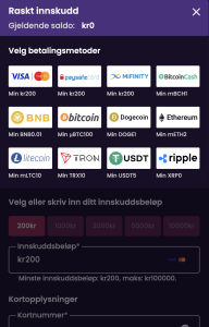 Gjøre et innskudd: